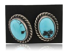 Navajo Cufflinks 925 Silver Native American Natural Turquoise C.80's picture