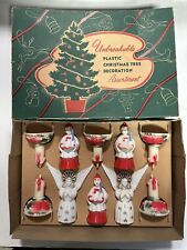10 Vintage 1950’s Bradford Aluminum Christmas Tree Plastic Ornaments picture