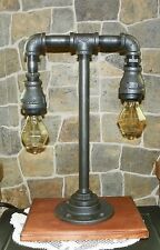 Handcrafted Steampunk style Industrial Pipe Table lamp with edison gem bulbs picture
