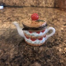 Limoges Peint Main Strawberry Shortcake Tea Pot Trinket Box picture