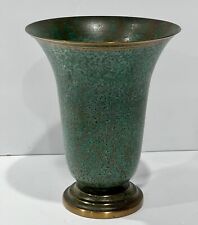 Vintage Authentic Carl Sorensen Verdigris Bronze Tall Art Deco Vase Signed picture