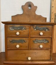 Rare Antique Five Drawer Small 8.5” German Wood Spice Cabinet picture