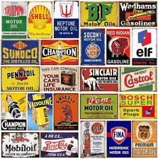 Reproduced Vintage Tin Sign Pack, Gas Oil Retro Advert Antique Metal Signs for G picture