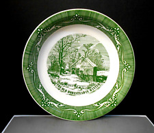 Currier And Ives The Old Homestead In Winter Green Pie Plate Pan Baking Dish picture