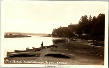 VTG Dover Foxcroft Sebec Lake, ME RPPC Fishing Cob Pipe Packard's Camps 1914 picture