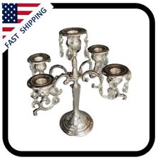 International Silver Company Chandelier 5 Arm Candelabra With Teardrop Crystal  picture