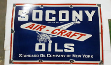 PORCELAIN SOCONY AIR-CRAFT ENAMEL SIGN 32X20 INCHES picture