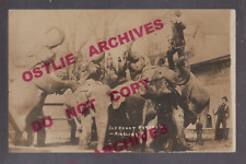 Baraboo WISCONSIN RPPC 1911 RINGLING BROS. CIRCUS Act ELEPHANT PYRAMID Trainer picture
