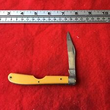 Vtg VALOR 11145 Easy Open Slimline Trapper Knife yellow sharp good snap picture