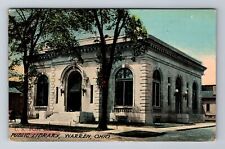 Warren OH-Ohio, Public Library, Antique, Vintage Souvenir Postcard picture