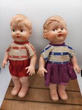 10” - Vintage Soft Rubber Head Dolls - See Photos For Size And Flaws picture