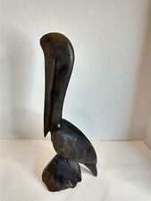 VTG Pelican Hand Carved Wood Statue Figurine Nautical Beach Décor Ironwood picture
