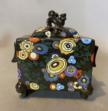 Antique Oriental Influenced Art Deco Covered Potpourri Scent Jar w Foo Dog Lid picture