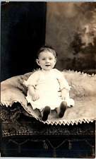 1905 RPPC REAL PHOTO POSTCARD SMILING 10 MONTH BABY ALICE APRIL 24 - U-14 picture