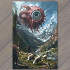 POSTCARD Eyeball Monster Mountains Sheep Weird Unusual Eye Scenic Strange Funny picture