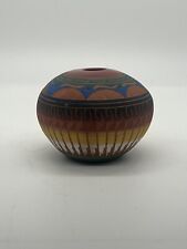 Small Native American Aztec Pueblo Style Ceramic Clay Pot Bud Vase Signed picture