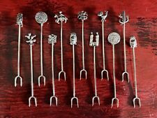 12 Vintage Mexican Sterling Silver Cocktail Appetizer Forks Hallmarked 925 picture