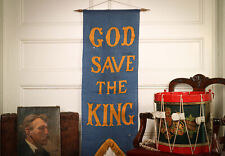 Rare King George VI Coronation 1937 Antique God Save the King Banner Wall Decor  picture