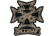 DILLIGAF SKULL IRON CROSS EMBROIDERED IRON ON PATCH picture