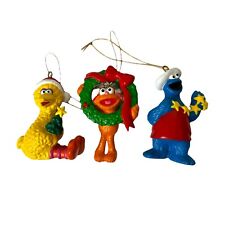 VTG Jim Henson Sesame Street Christmas Ornament Lot Big Bird Zoe Cookie Monster picture