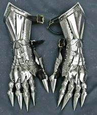 Medieval Gauntlet Gloves Pair Brass Accents Knight Crusader Armor Steel Gloves. picture