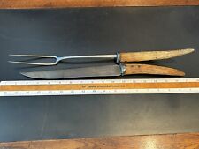 WILLIAM WALES BILL W. SCAGEL HANDMADE USA STAG HANDLE KNIFE & CARVING FORK SET picture