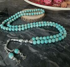 Turquoise Firuza Stone Islamic Prayer 99 beads Tasbih Misbaha Tasbeeh Rosary 8mm picture