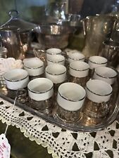 Vintage Demitasse Espresso cups Porcelain In Zarfs 800 Silver Smith Holers (12) picture