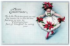 Aspen Colorado CO Postcard Christmas Little Maid Poinsettia Flowers 1916 Antique picture