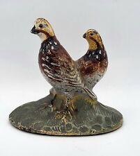 VERY RARE ANTQUE Hubley Two Quail Paperweight Cast Iron Hunting Bird Sculpture picture
