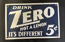 Vintage Original Porcelain Soda Advertising Sign Drink Zero Soda Great Graphics picture