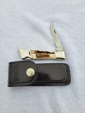 Schrade IXL Wostenholm Lockback Knife Stag Handles W/ Leather Sheath Never Used picture