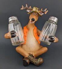 OPEN BOX Deer Hunter Buck w/ Orange Hunting Vest Salt & Pepper Shaker  picture