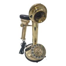 Brass Candlestick Vintage Phone Rotary Dial Antique Station Telephone Home Decor picture