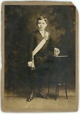 CIRCA 1890'S ID'd CABINET CARD HANDSOME BOY FIRST COMMUNION SASH SOL YOUNG NY picture