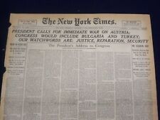1917 DEC 5 NEW YORK TIMES - PRESIDENT CALLS FOR IMMEDIATE WAR ON AUSTRIA-NT 8252 picture