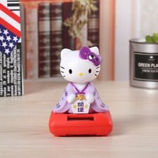Cute Solar Bobble Heads Purple Japanese Kimono Hello Kitty Figure Car/Home Decor picture