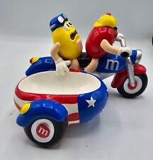 M&M's Motorcycle Sidecar Ceramic Candy Dish Disoenser Galerie 2002 Red & Yellow picture