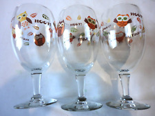 Vintage Libbey Hoot Owl Water or Wine Goblets /stemmed Glasses With Fall Leaves picture