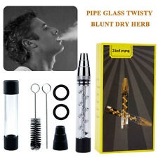 3in1 Twisty Glass Blunt Smoking Mini Pipe Metal Tip With Cleaning Brush Upgraded picture