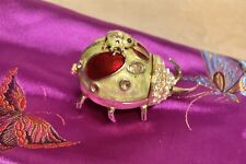 Lady Bug and Baby ~  Enameled  &  Bejeweled Trinket Box~Vintage Collectible~ picture