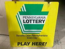VINTAGE METAL PENNSYLVANIA LOTTERY SIGN PA LOTTO SIGN DOUBLE SIDED DEALER SIGN picture