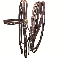 Buckstitched Convertible Split Ear to Browband Western Headstall Split Reins Set picture