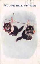 Two Black Kittens Cats We Are Held Up Here Bamforth Comic Vintage Postcard 1930 picture