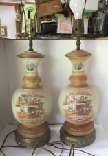 Pair of Ceramic Lamps with Hearth Kitchen Scenes picture
