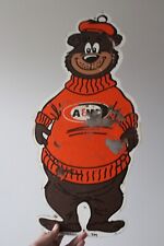 VINTAGE A&W ROOT BEER ROOTY THE BEAR PAINTED METAL SIGN DRIVE IN RESTAURANT HAT picture