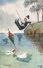 Tuck Postcard 9292 Gentle Art of Angling, A/S Ellam, Woman Takes the Bait picture