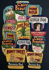 1930s Lot of 12 Mixed Pickle Labels, Chow Chow,  Honey Sweet  - Cairo Georgia L1 picture