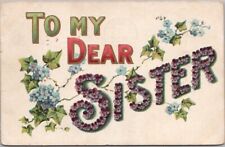 Vintage Large Letter Embossed Greetings Postcard 