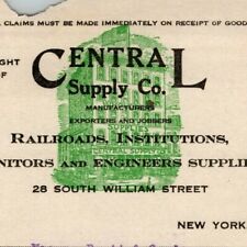 1917 Central Supply Co. Soap Brass Polish Billhead Letterhead South William NYC  picture